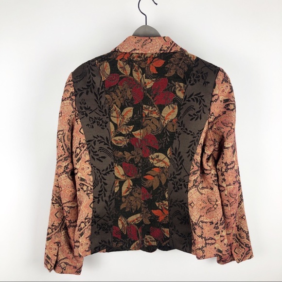 Coldwater Creek 2 Metal Button Leaf Print Blazer - Picture 2 of 15